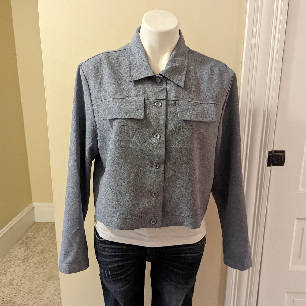 Vintage Basic Editions Blue Light Button Down Jac… - image 1